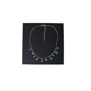 Chanel Crystal Necklace Gold Multicolor